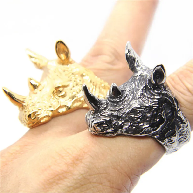 Rany&Roy Newest Rhinoceros Ring 316L Stainless Steel Fashion Jewelry Protect Rhinoceros Ring 2