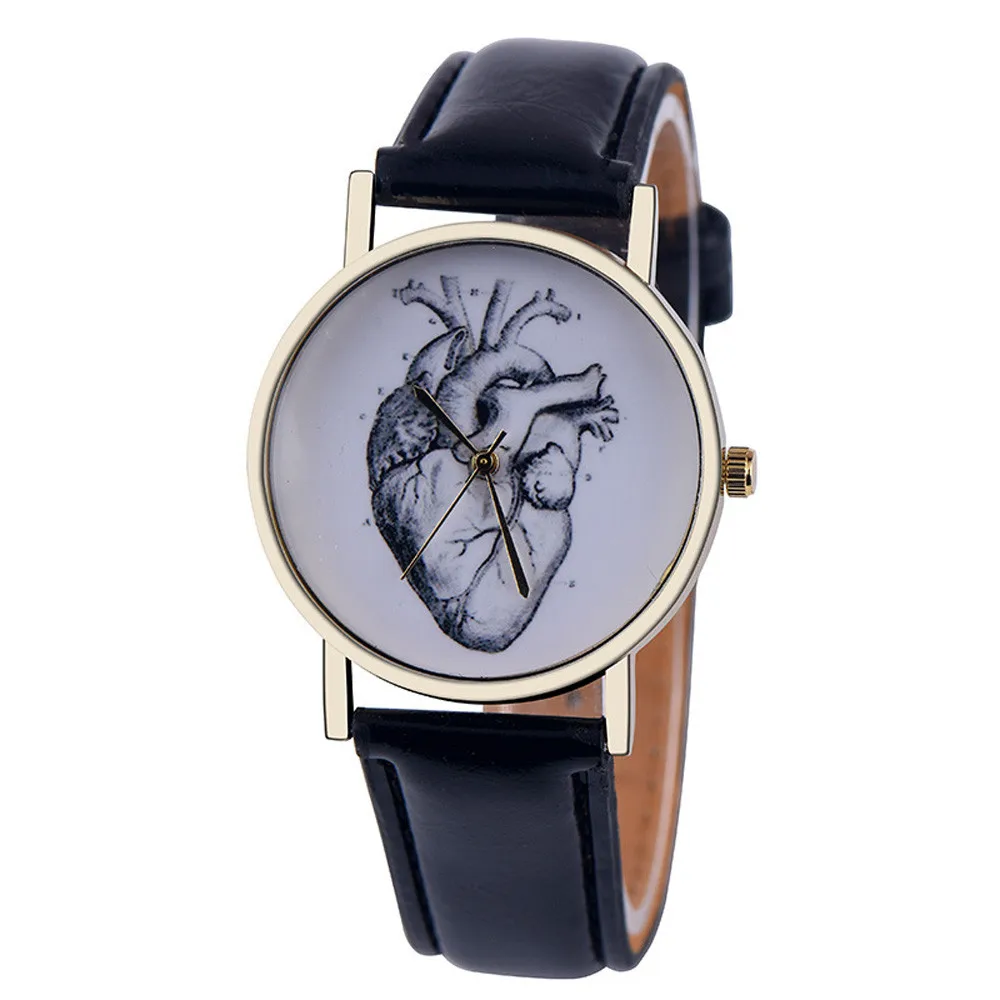 Часы женские топ-бренд с принтом сердца из искусственной кожи часы Женские кварцевые наручные часы браслеты Saat Прямая& Ff