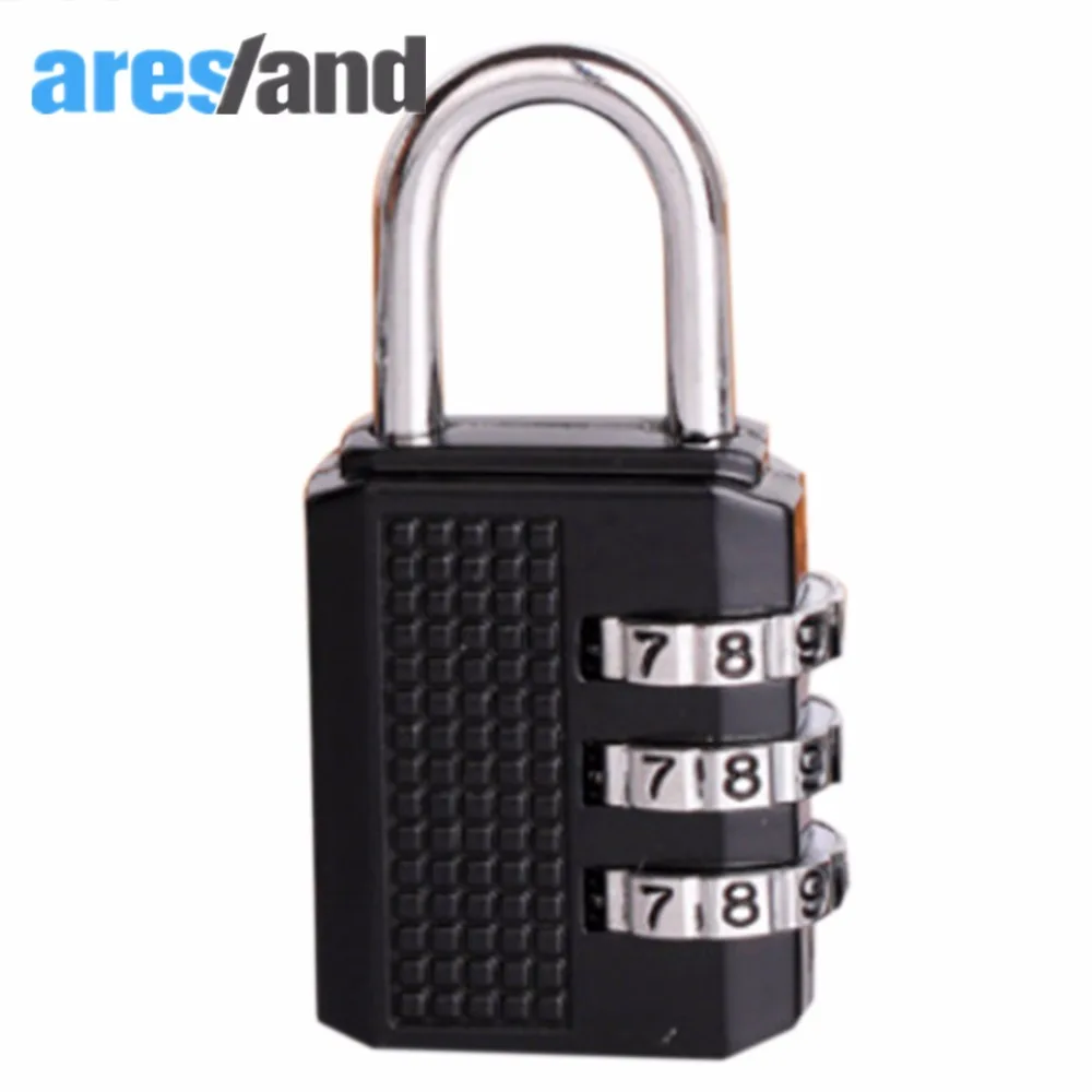 

Aresland 3 Digit Coded Suitcase Lock Combination Zinc Alloy Padlocks Travel Coded Lock for Suitcases Travel Accessories - Black