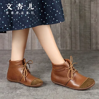 

Martin boots fall 2019 Crocs retro handmade leather shoes all-match comfortable flat shoes