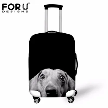 

FORUDESIGNS Dustproof Travel Suitcase Cover Black 3D Dachshund Animal Luggage Protector Cover For 18 20 22 24 26 28 30 Inch Case