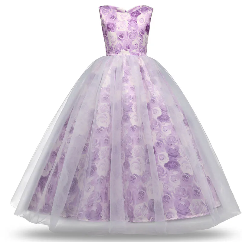 

Autumn Teenage Flowers Girls Dress 2019 Long Wedding Party Print Princess Dress Clothes Kids Dresses For Girls Children Clothing