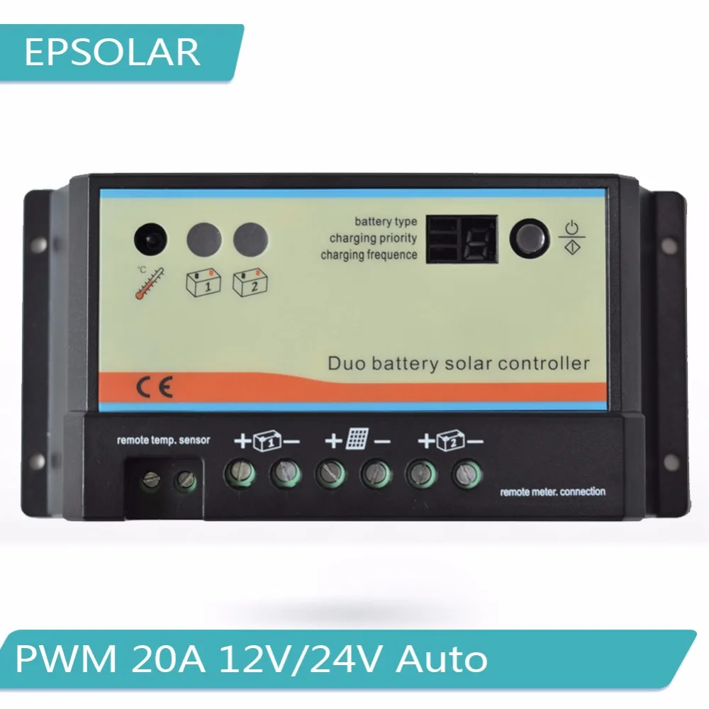 PWM 20A Solar Charge Controller 12V/24V Auto Dual Duo Two Battery Panel Regulator EPSOLAR EPIPDB-COM | Обустройство дома