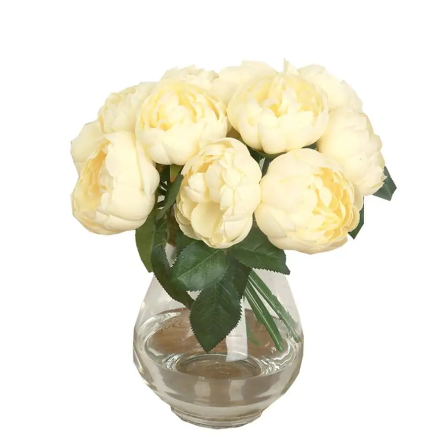 

6 Heads Artificial Flowers Silk Artificial Peony For Home Bar Decoration Pompom Wreath Decorative Bridal Fake Flower 18July16