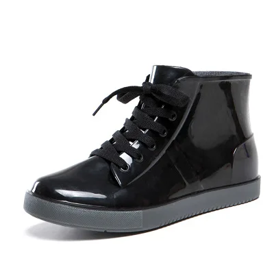 

Korean short barrelled retro tie rain shoes women's water shoes rain boots warm Anti-Slip jelly fashion waterproof