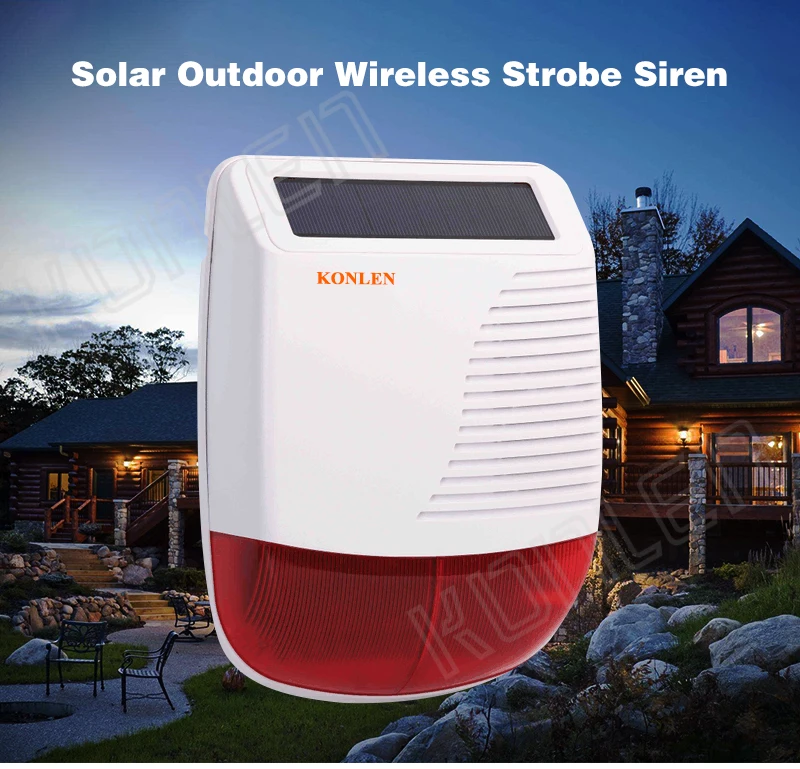 Konlen беспроводной солнечный светильник со вспышкой звуковая система s 120DB наружная сирена для домашней безопасности Проводная Wifi сигнализация
