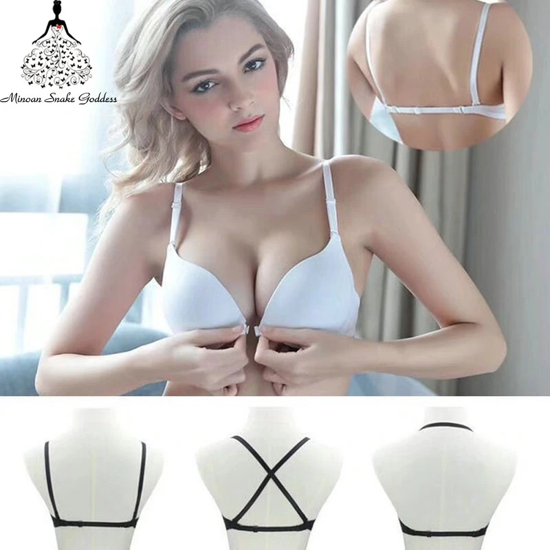 Women's Front Closure Padded Push Up Underwire Bra Plunge soutien gorge push up