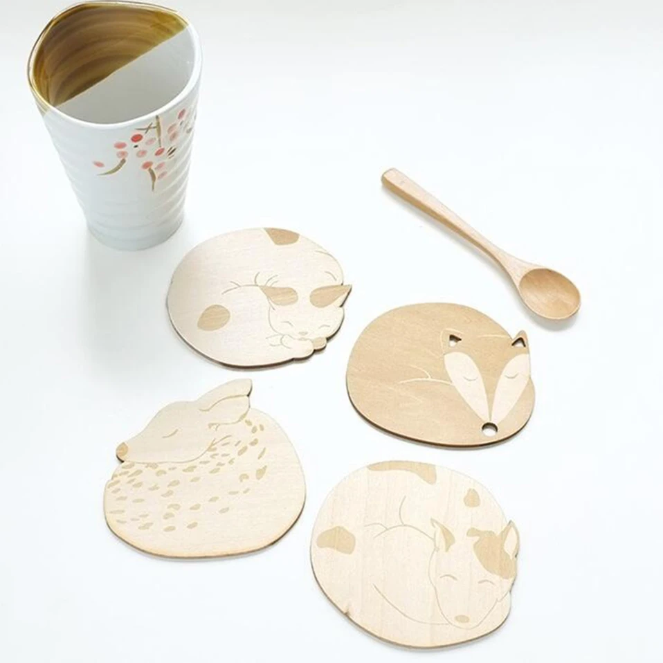 1 шт. настольная подставка под животные|wood cup coaster|table matcup coaster |