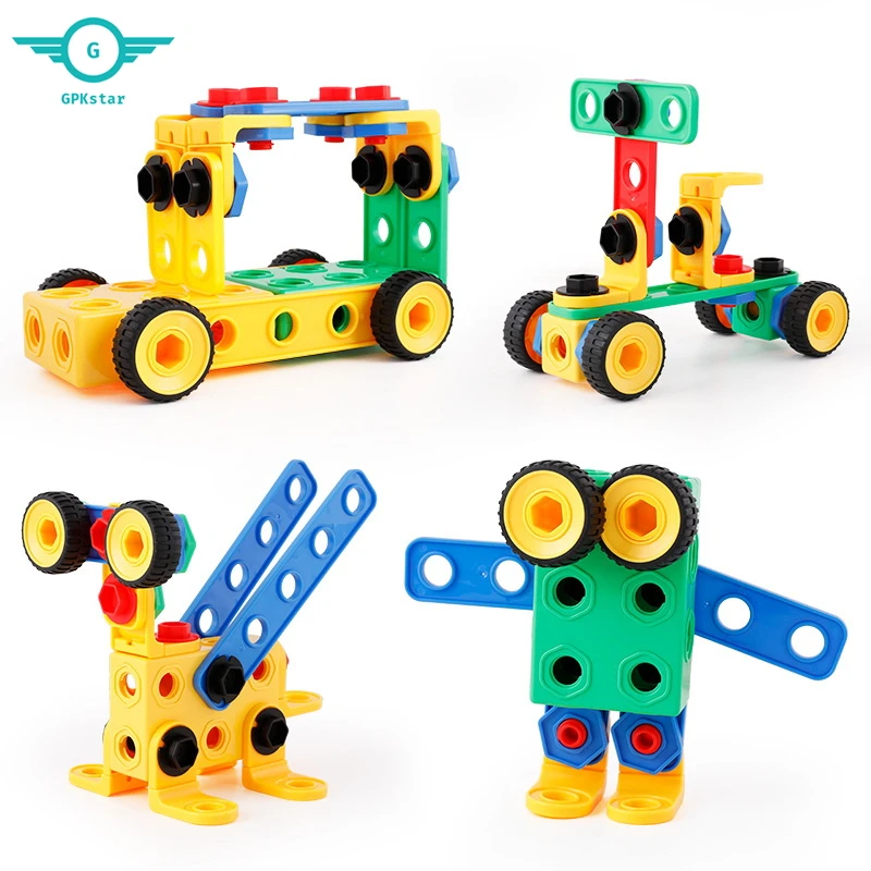 85 шт. большой размеры творческий DIY гайка комбинации разборки Toolbox собраны пластик Конструкторы набор веселые детские игрушки детские