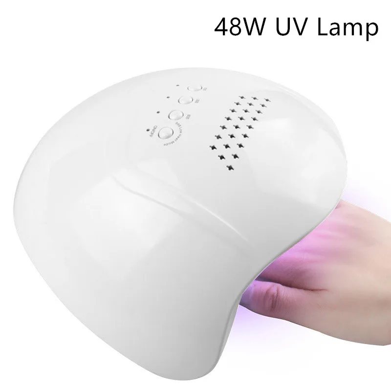 

1Pc 48W Nail Art UV Lamp Nail Dryer 24 LEDS 10s/30s/60s/99s Curing Gel Polish With DC Adapter Nail Art Drying Machine