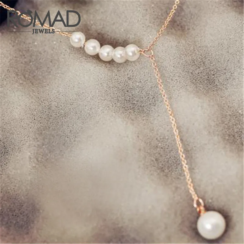 Романтическая жемчужная тонкая цепочка ROMAD reiki ожерелье с натуральным кулоном