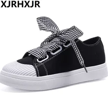 Г. весенне-летние женские повседневные кроссовки парусиновые туфли без каблуков с бантом на шнуровке женские мокасины-лодочки на толстой подошве на платформе