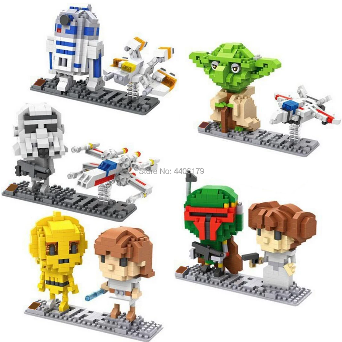 

hot LegoINGlys Star Wars figures Micro Diamond Building Block X-wing Fighter R2D2 Robot Darths Vaders Yoda model brick toys gift