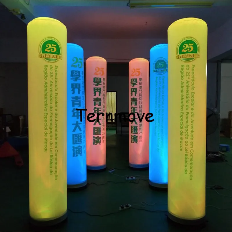 

inflatable column with RGB lighting(Black base)Advertising led inflatable pillar/inflatable cone column for advertising