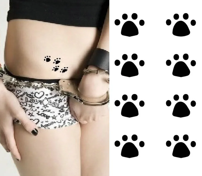 Водостойкие наклейки для татуировки милая собака панда следы черные мужчины и женщины дети долговечные индивидуальные наклейки