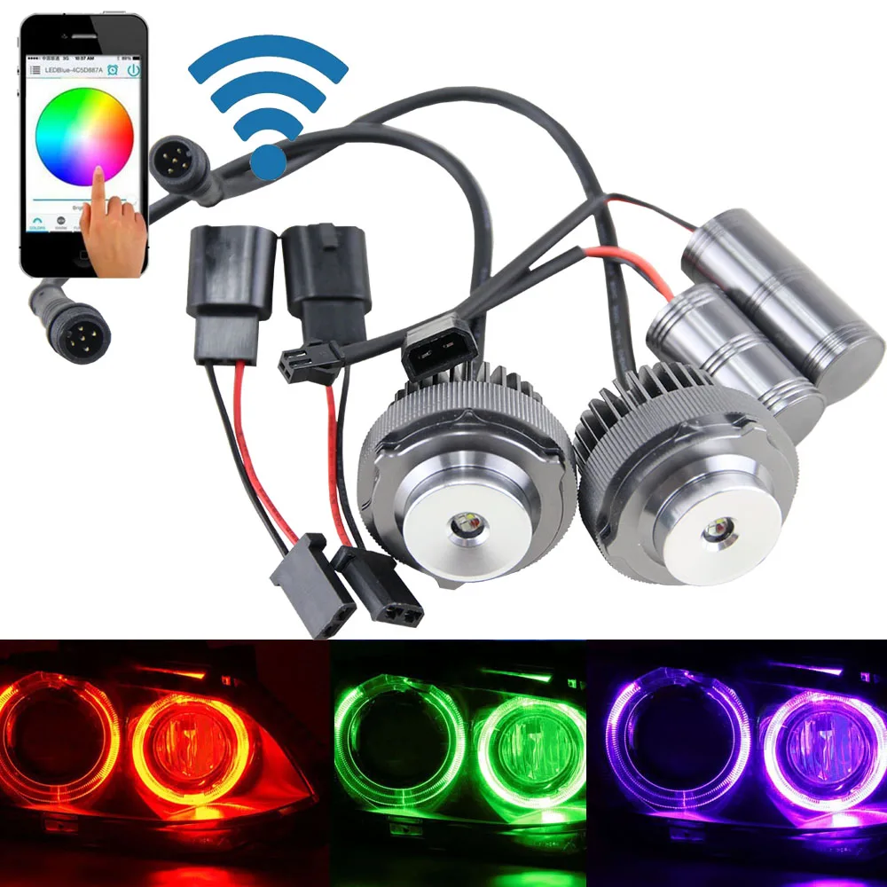 1 пара Wifi контроллер RGB СВЕТОДИОДНЫЕ ангельские глазки для BMW 2008 2010 E60 E61 LCI без