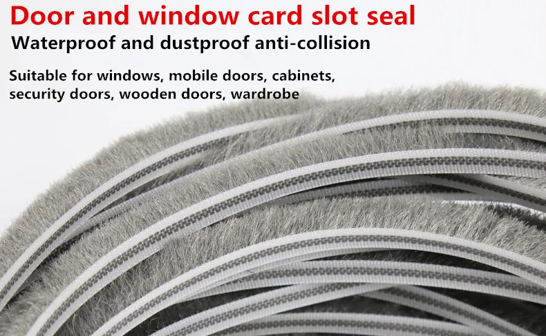 

5-7mm 10M/lot Silicification waterproof sealing strip Door/Window Groove Nylon Pile Brush Seal Weatherstrip Dust Proof Strip