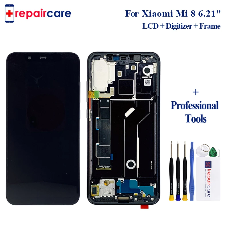 

6.21" Original for Xiaomi Mi 8 MI8 LCD Amoled Display Touch Screen Digitizer Assembly Replacement for Xiaomi Mi 8 with Frame