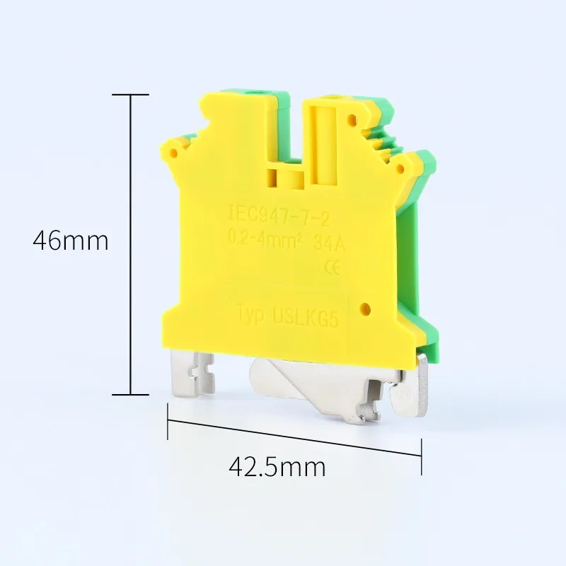 

10Pcs USLKG-6 Din Rail Screw Terminal Blocks PHOENIX Type Ground Earth Universal Wiring Combine Connector USLKG6N