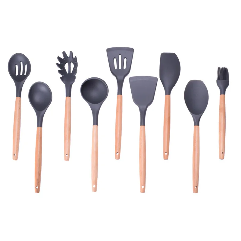 Wooden Silicone Kitchen Utensils Utensilios De Cocina Nonstick Cooking
Utensils Ladle Turner Spatula Tong Cookware Baking Gadget