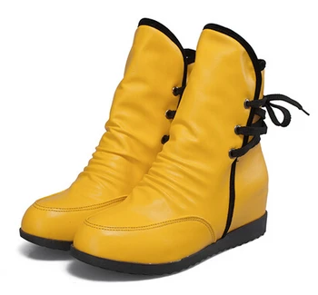 

Fashion Sweet Candy Color Girls Students Vogue Shoes Autumn Spring Lace-Up Ankle Boots Flat Shoes Woman Botas Plus Size 62