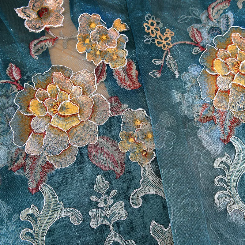 Водорастворимый полая Цветочная вышивка занавеска Высококачественная шенилловая ткань занавеска s на заказ для гостиной спальни xy-25