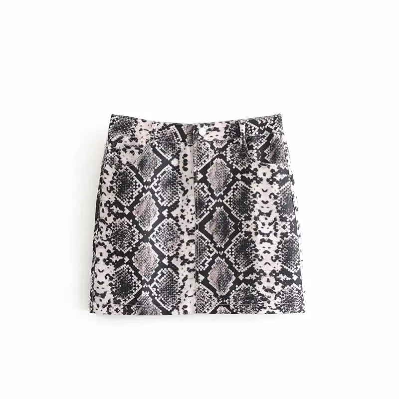 

2018 Women vintage snake skin print slimming pencil skirt faldas mujer ladies chic high street wear zipper mini skirts QUN134