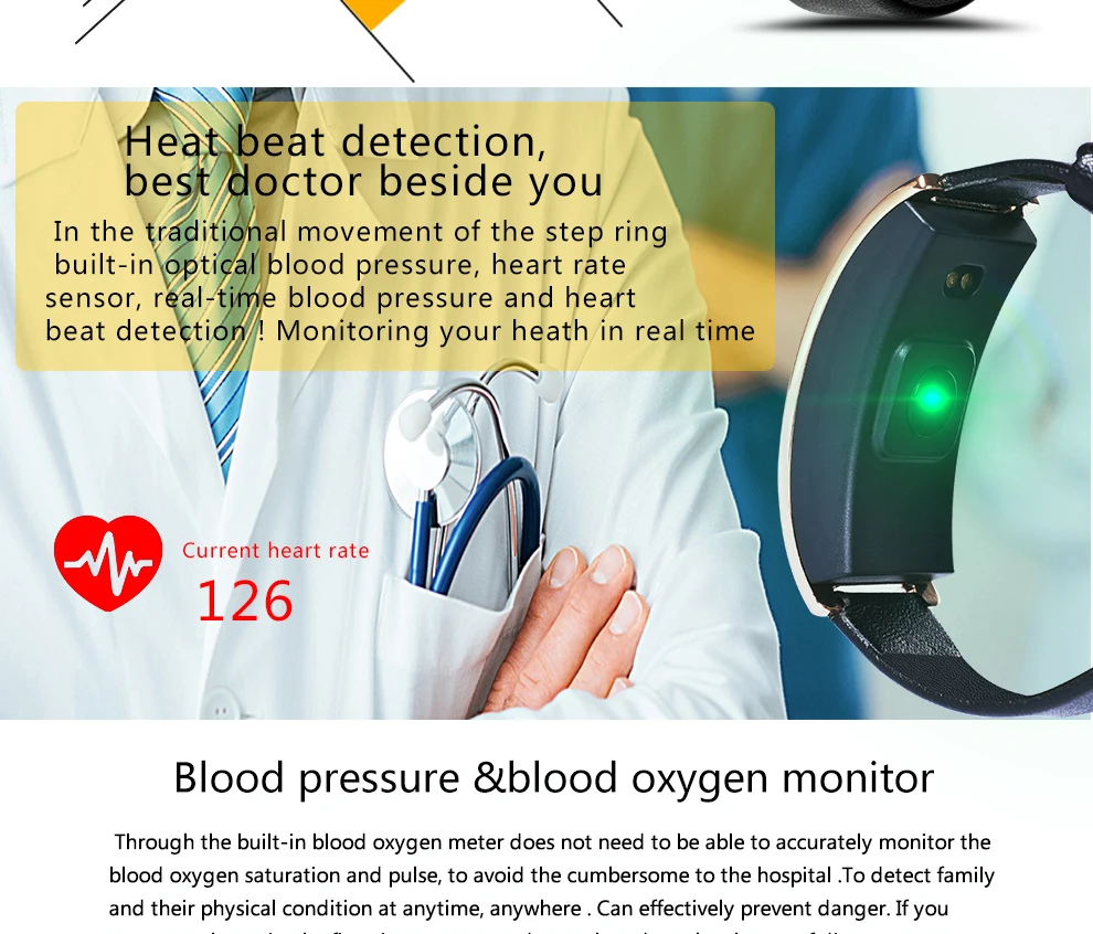 CK11S Wristband Blood Pressure Watch Blood Oxygen Heart Rate Monitor Pedometer IP67 Waterproof marigold 6