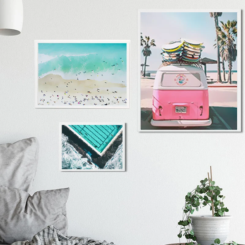 Nordic Car Sea View Poster Canvas Painting Drawing Modern Wall Picture For Kit Living Room Home Decor | Дом и сад