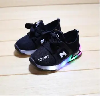 

LED Luminescent Kids Sneakers Fashion Children Casual Shoes Baby Boys Girls Running Shoes Soft Bottom First Walk