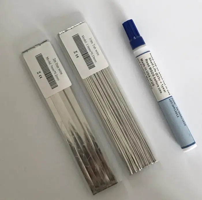 

ALLMEJORES Solar cell Tabbing wire for DIY solar panel 10meters solder wire +2meters busbar + Flux pen for welding Copper strip