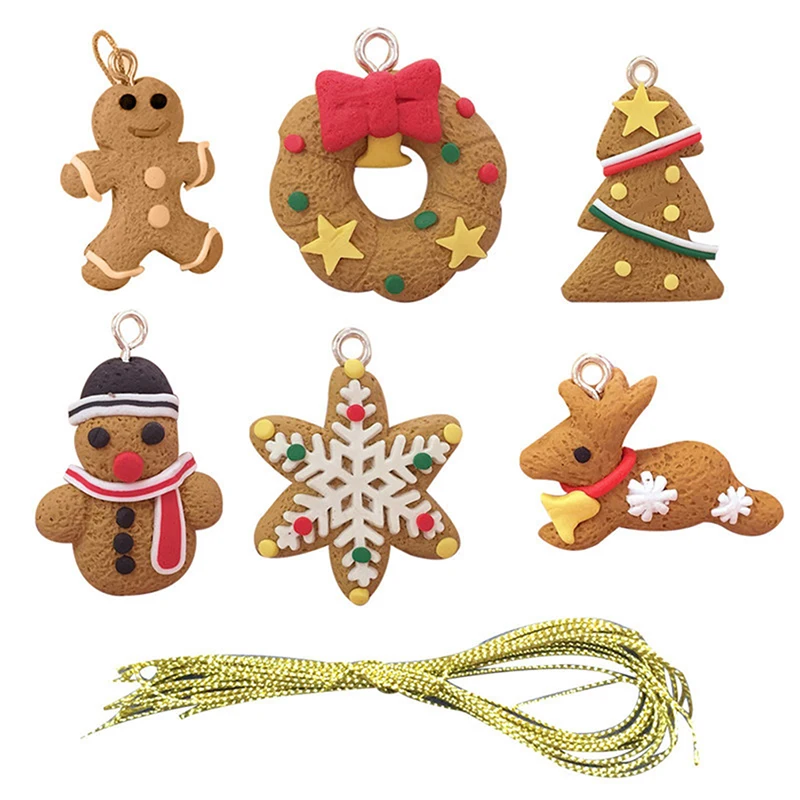 6/11 Pcs Mini Gingerbread Man Christmas Ornaments Deer Snowman Chrismas Tree Pendant Decoration New Year Decor Party Supplies