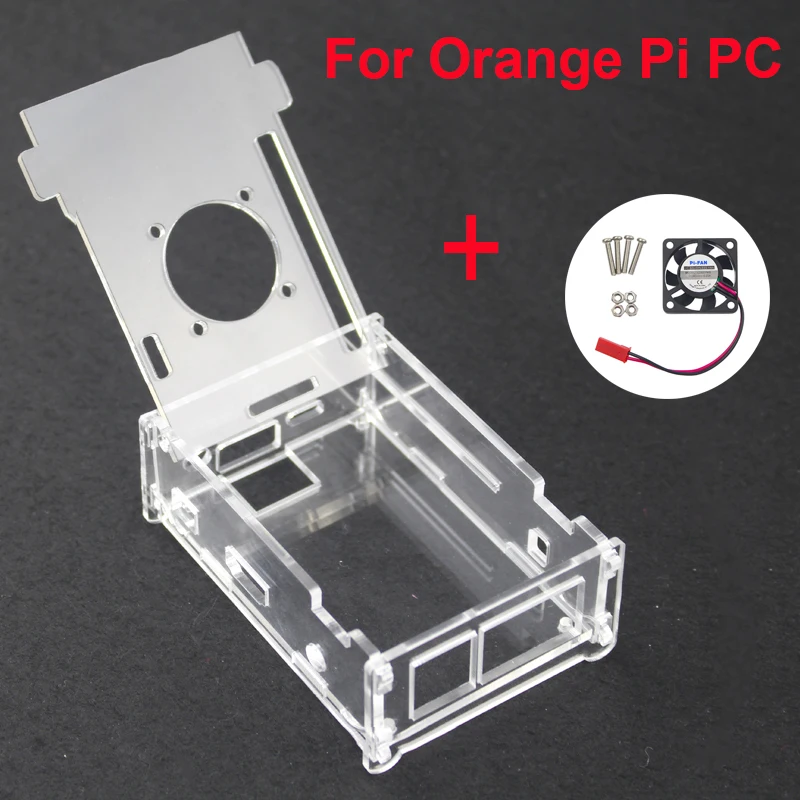 

For Orange Pi PC Acrylic Transparent Case Box Orange Pi Plus Clear Enclosure Cover Shell + Cooling Fan for Orang Pi PC/PC Plus