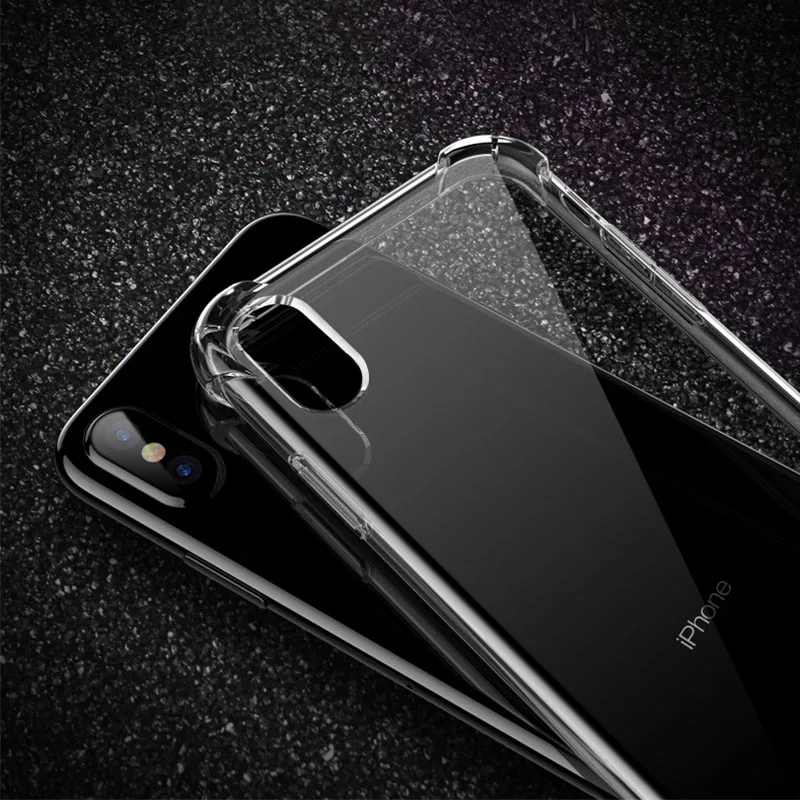 Чехол для iPhone 6 6S 7 8 X Защитные чехлы Plus прозрачный мягкий силиконовый защитный