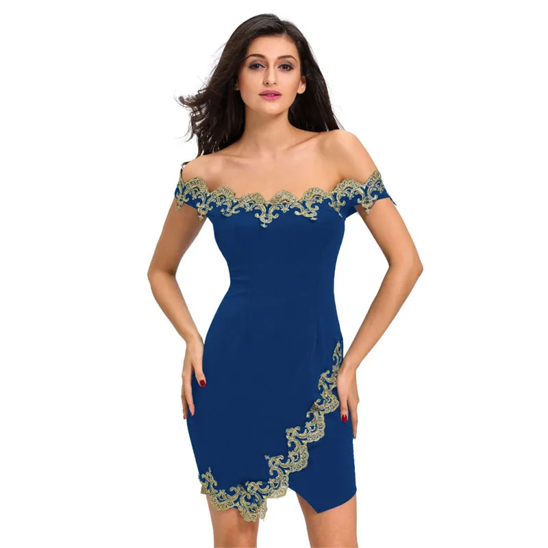 Gold-Lace-Applique-Navy-Off-Shoulder-Mini-Dress-LC22715-5-1