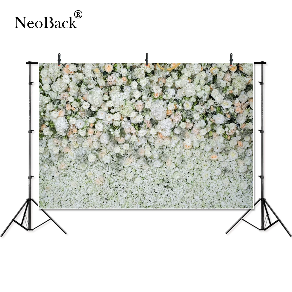 Тонкий Виниловый фон NeoBack Teal Champaigne с цветочной стеной для свадебной фотосъемки, вечерние фоны для детской фотосъемки P4327
