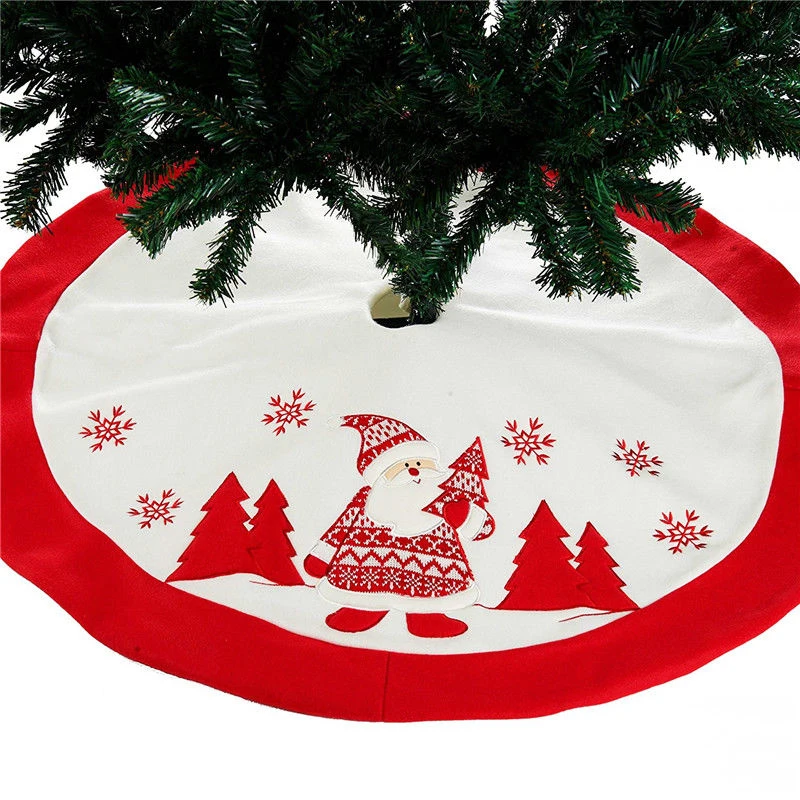 JX-LCLYL  Santa Claus Print Ornaments Christmas Tree Skirt Apron Xmas Party Home Decor