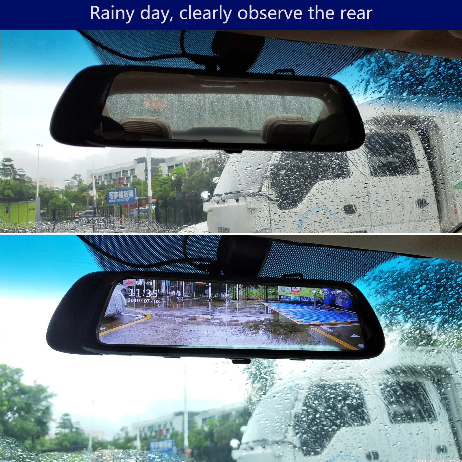  SZDALOS 10'' 1080P Car Rearview Mirror camera Dash Cam Dual Lens 1080P DVR Backup Camera