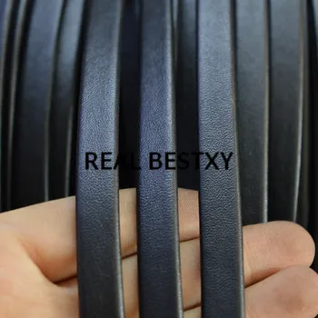 

REAL BESTXY 5m/lot Flat smooth Leather Cord Fit Bracelet Leather Rope String for DIY Jewelry Making black leather strap bracelet