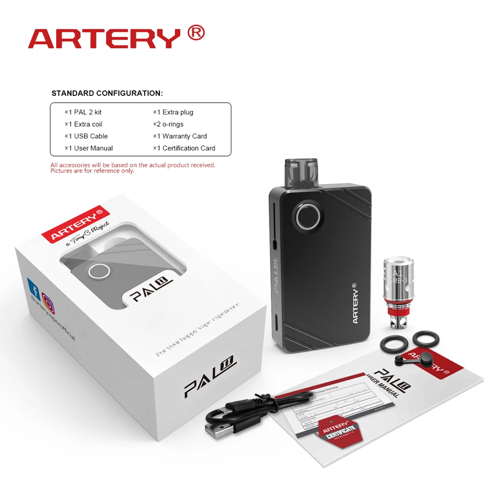 Подарочный чехол Vape kit Artery Pal AIO 2 Kit 1000 мАч 3 мл бак подходит 1. 0ohm/сетка 0.6ohm катушка