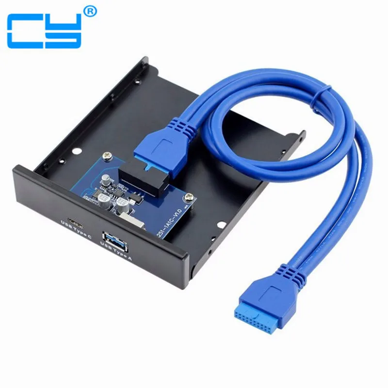 

High Quality USB 3.0 Type-A & USB 3.1 USB Type-C USB-C Dual Port to Motherboard 20Pin Front Panel for 3.5" Floppy Bay