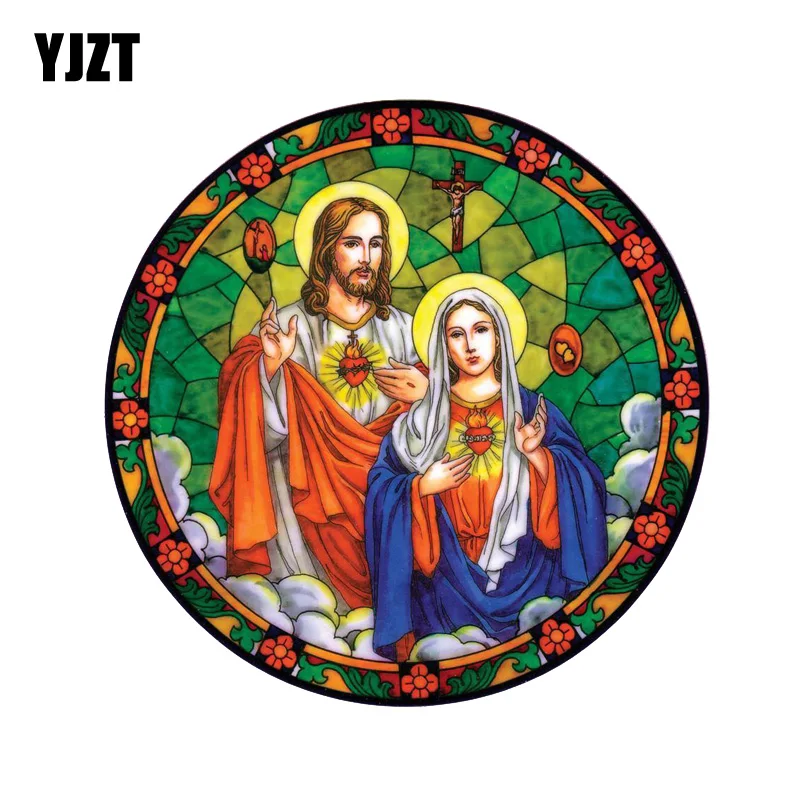 

YJZ 13CM*13CM SACRED HEARTS OF JESUS & MARY PVC Motorcycle Car Sticker 11-00380