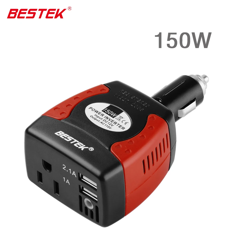 Bestek 150W Power Inverter Car Outlet Converter Peak 360W With 3.1A