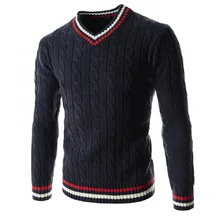 2018 Men's Winter Cotton Long Sleeve V-neck Pullover / Youth Slim Joker Simple Boutique Contrast Knit Knit Sweater M-2XL 2018 Men's Winter Cotton Long Sleeve V-neck Pullover / Youth Slim Joker Simple Boutique Contrast Knit Knit Sweater M-2XL