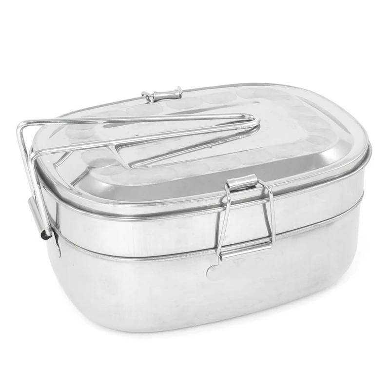 

Home School Detachable Handle 2 Layers Stainless Steel Lunch Box 2.9" Height