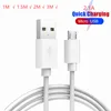 Кабель Micro USB 1 м, 1,5 м, 2 м, 3 м, кабель для быстрой зарядки и синхронизации данных, зарядный usb-кабель для планшетов Samsung S6, Xiaomi, мобильный телефон ► Фото 1/6