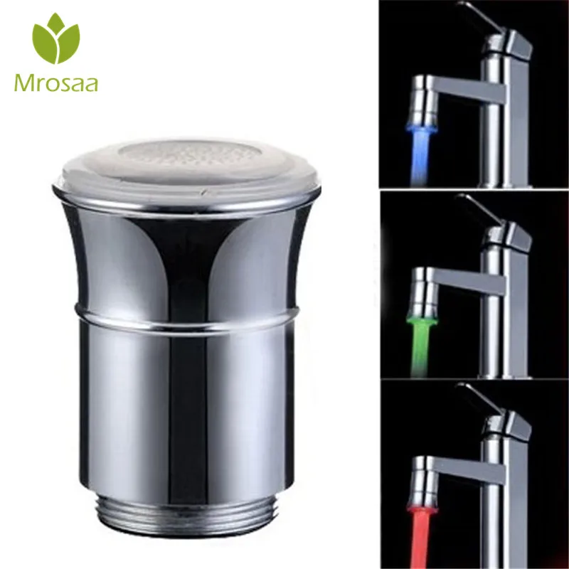 

Mrosaa 3 Colors Changing Bibcock LED Bathroom Faucets Temperature Control Spontaneous Light Kitchen Mixer Sink Tap Water Nozzle