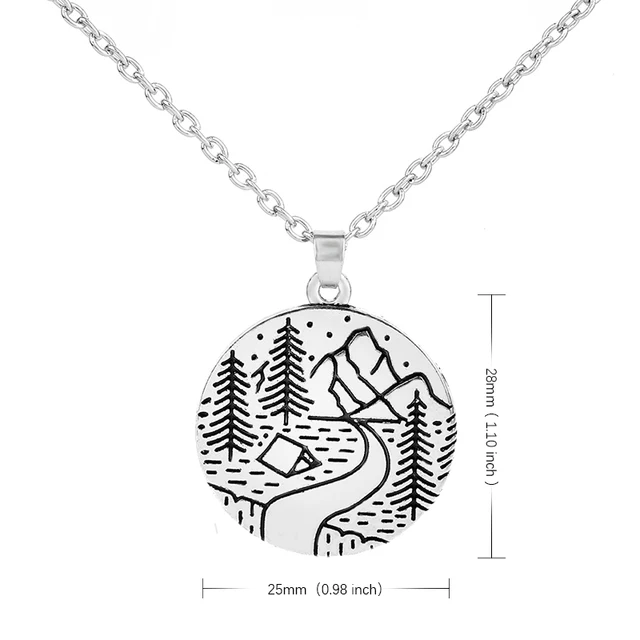 TEAMER Waterfall Tent Pine Pendant Necklace with Pattern Star Mountain Outdoor Camping Necklace TEAMER Waterfall Tent Pine Pendant Necklace with Pattern Star Mountain Outdoor Camping Necklace