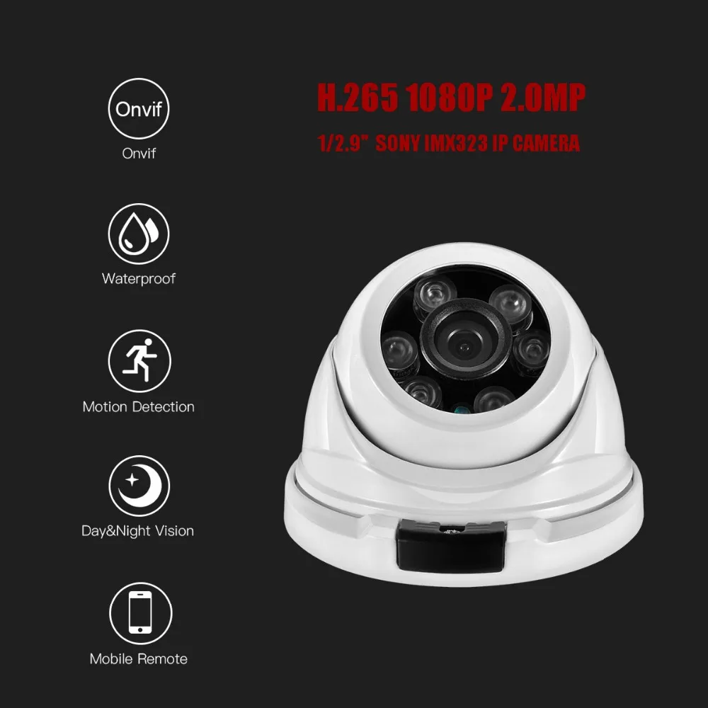 AZISHN широкий угол 2,8 мм 1080P 1/2. " SONY IMX323 CCTV купольная камера Крытый Открытый Антивандальный ONVIF инфракрасный металлический чехол IP камера