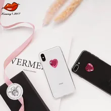 

Mambaman 3D Love Heart Phone Case For iPhone X Cartoon Cases For iPhone 7 8 6 6Plus Soft TPU Protection Back Cover With Lanyard